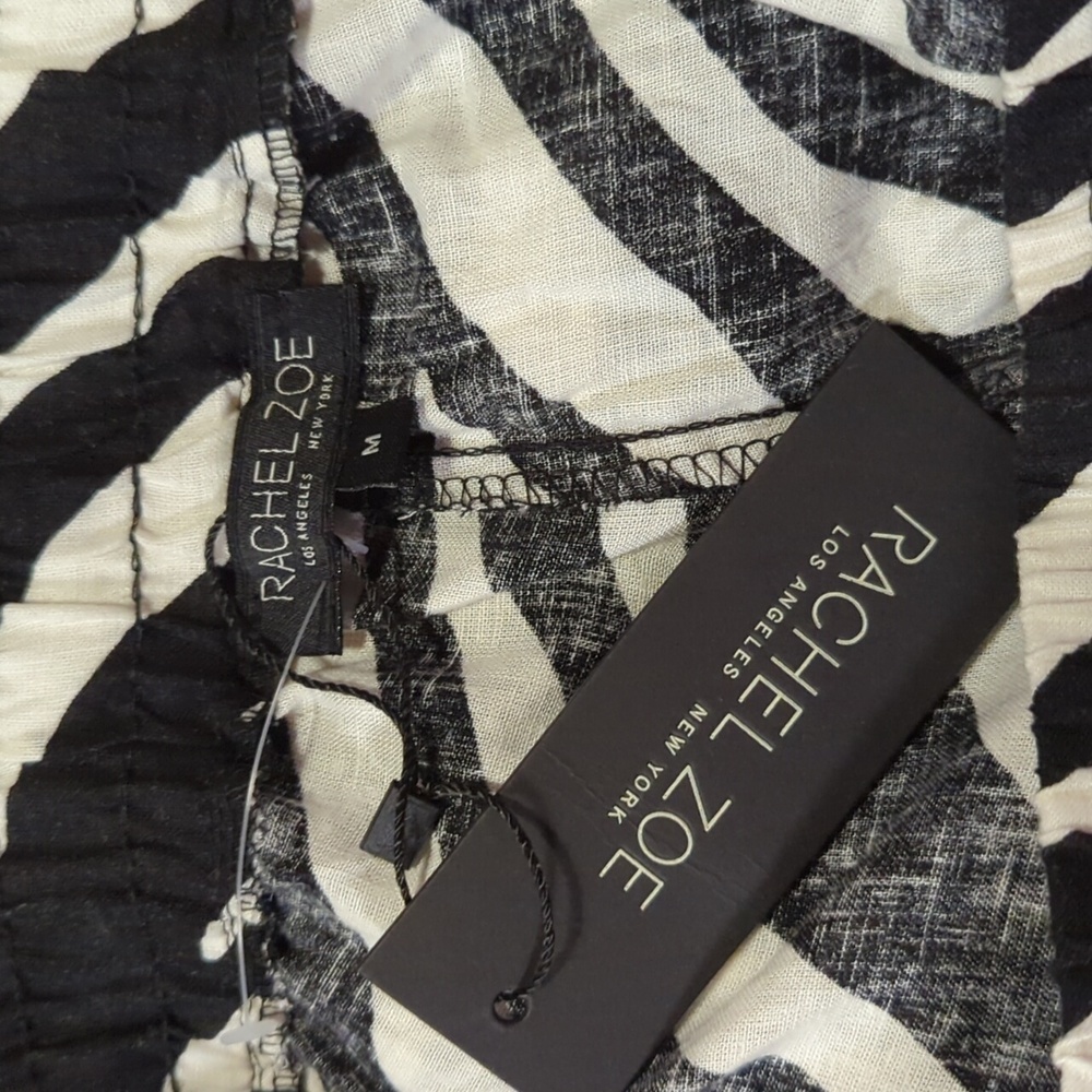 Rachel Zoe Linen Blend Zebra Print Pull On Ankle Tie Pants Medium NWT - Picture 6 of 9